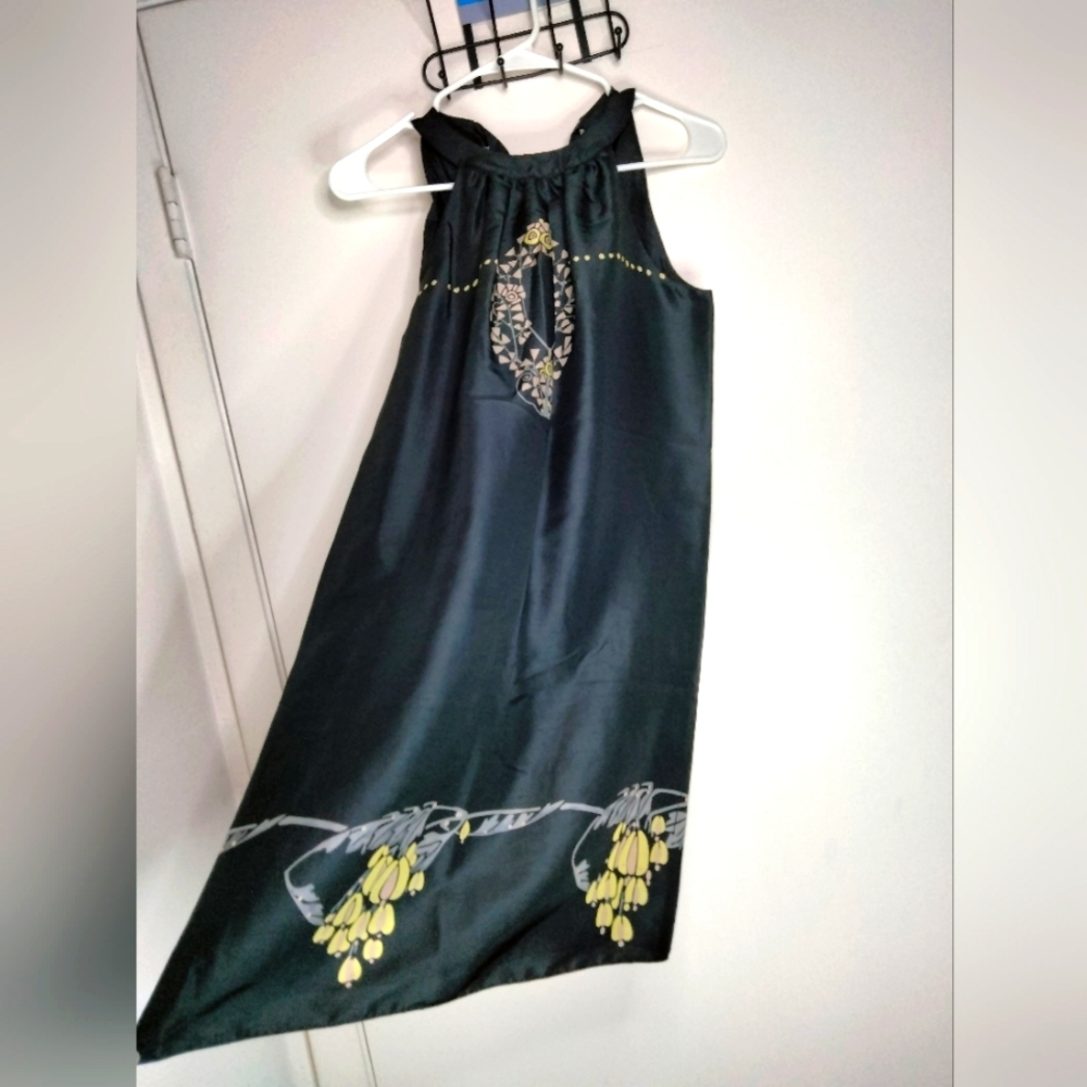 Max Studio (Size XS) Black 100% Silk Neck Halter Strap Shift Dress (NEW-NWT)